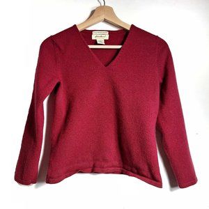 Eddie Bauer Italian Merino Stretch Burgundy Sweater Size Small